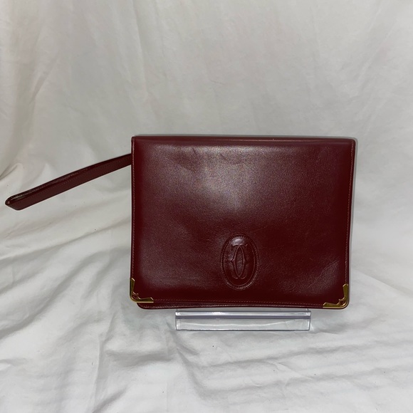 Cartier Bordeaux Leather Must de Cartier A5 Document Case Clutch Bag Wristlet - Picture 5 of 11